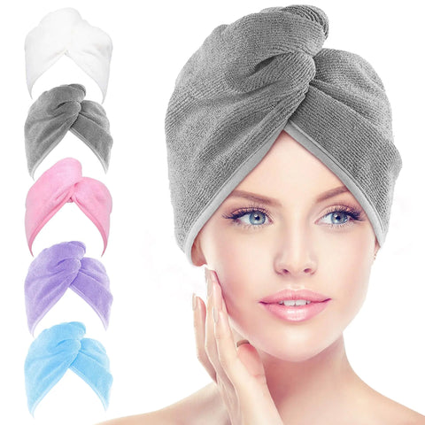 Serviette en microfibre pour les cheveux, 5 paquets de turbans