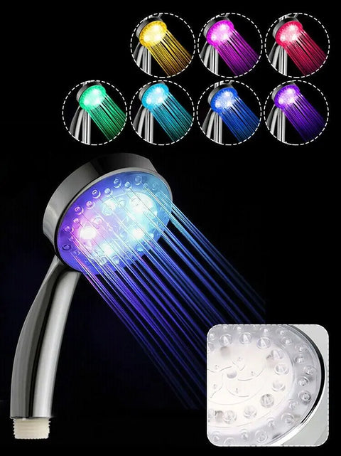 Pomme de douche manuelle à 7 couleurs changeantes avec lumière LED pour l'eau de la salle de bain