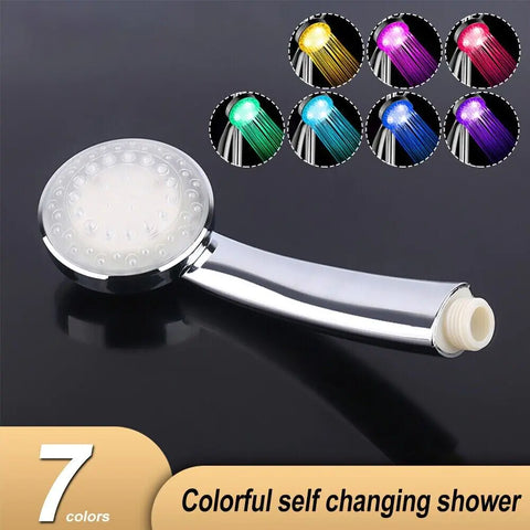 Pomme de douche manuelle à 7 couleurs changeantes avec lumière LED pour l'eau de la salle de bain