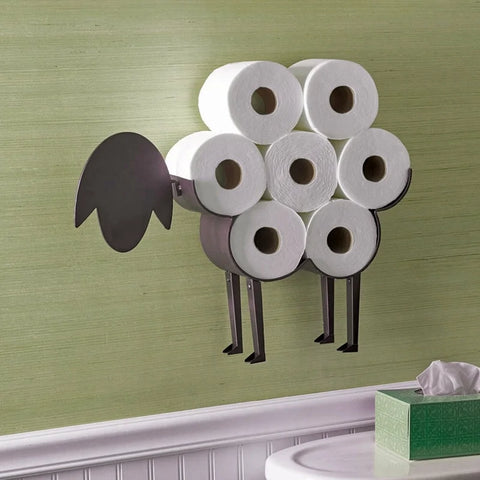 Porte-papier décoratif en forme de mouton : Porte-papier de salle de bain en fer autoportant