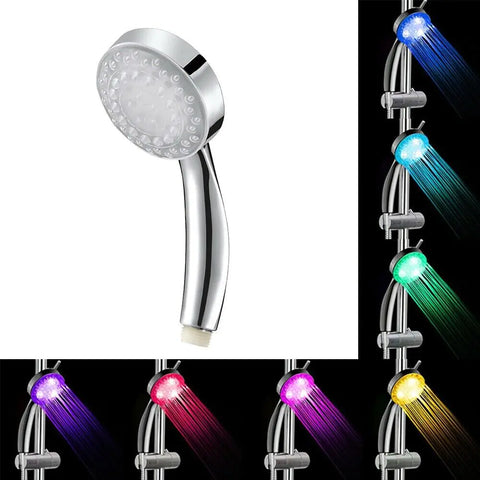 Pomme de douche manuelle à 7 couleurs changeantes avec lumière LED pour l'eau de la salle de bain