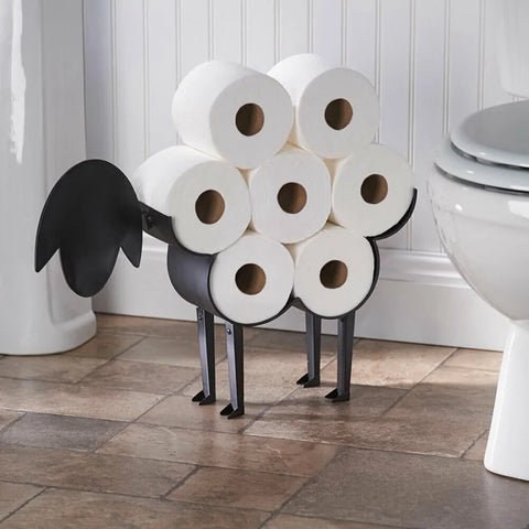 Porte-papier décoratif en forme de mouton : Porte-papier de salle de bain en fer autoportant